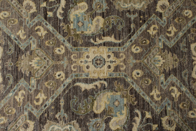9x12 Gray and Multicolor Turkish Oushak Rug