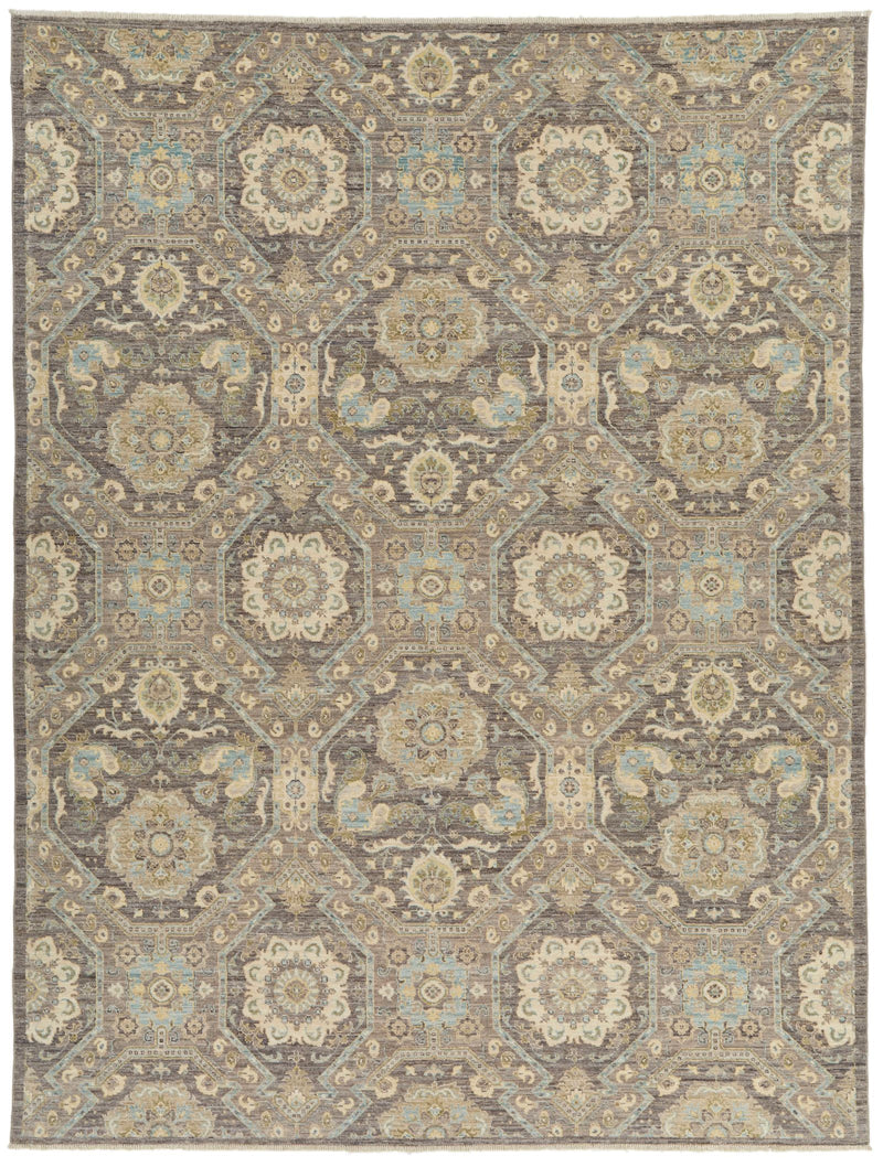 9x12 Gray and Multicolor Turkish Oushak Rug