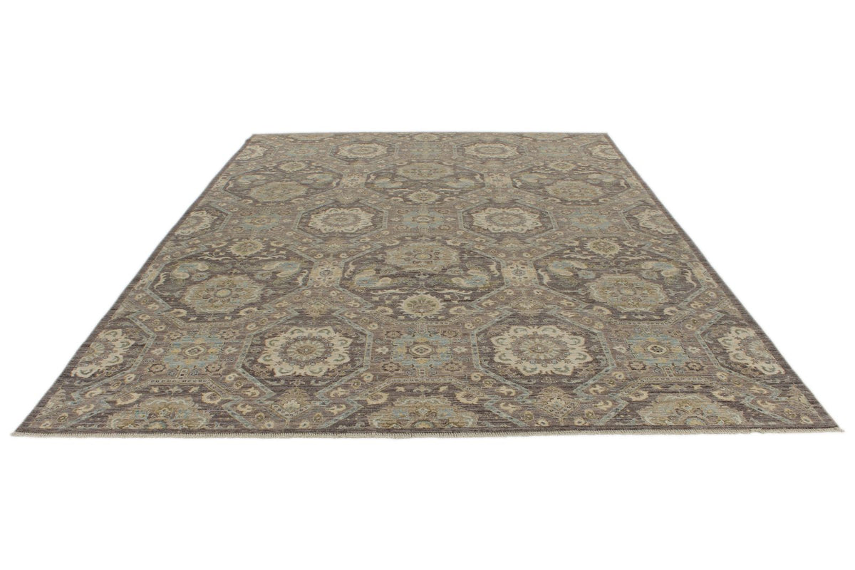 9x12 Gray and Multicolor Turkish Oushak Rug