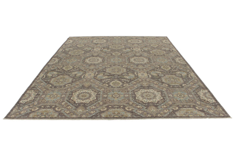 9x12 Gray and Multicolor Turkish Oushak Rug