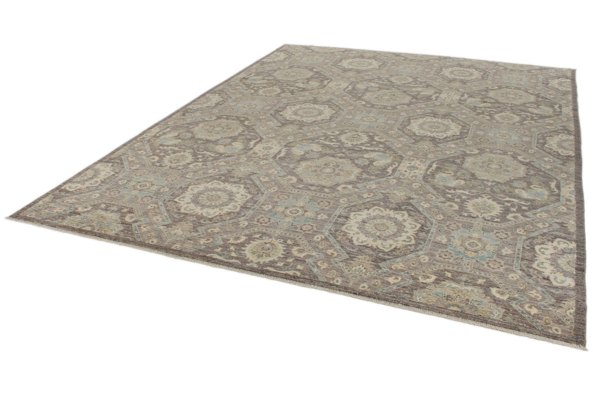 9x12 Gray and Multicolor Turkish Oushak Rug