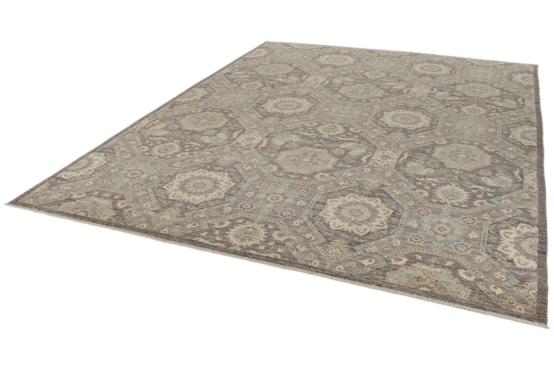 9x12 Gray and Multicolor Turkish Oushak Rug