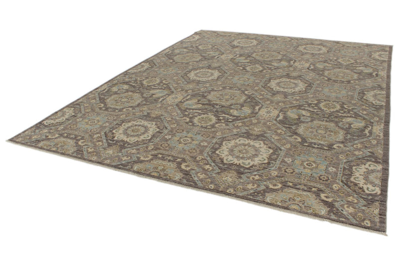 9x12 Gray and Multicolor Turkish Oushak Rug