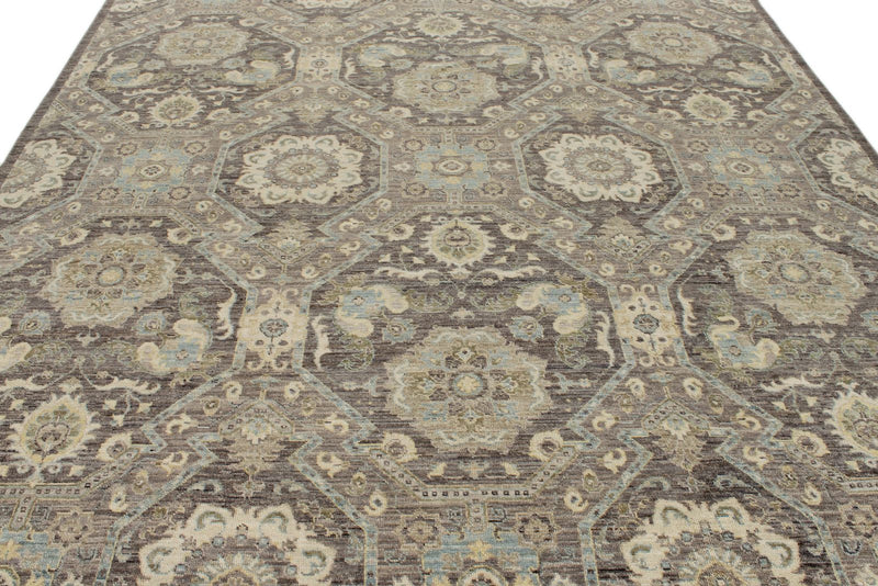 9x12 Gray and Multicolor Turkish Oushak Rug