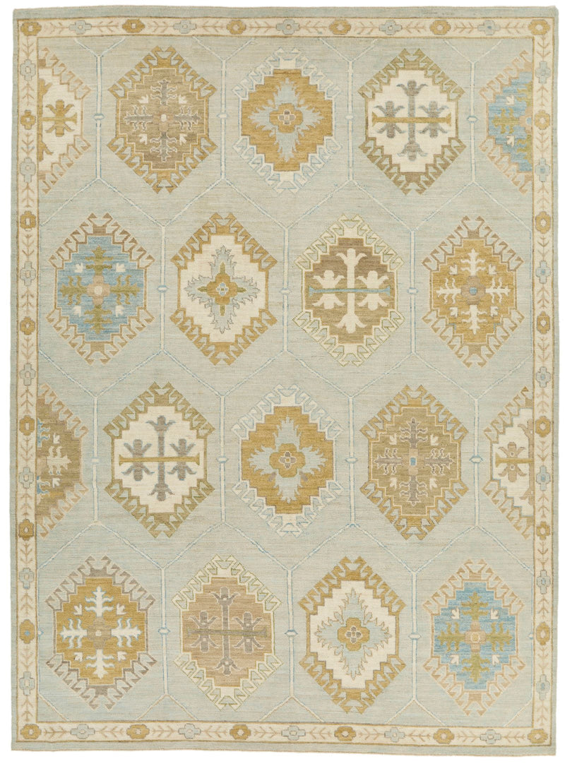 9x12 Gray and Multicolor Turkish Oushak Rug