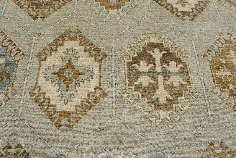 9x12 Gray and Multicolor Turkish Oushak Rug