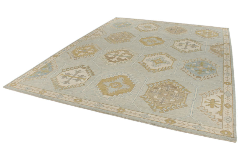 9x12 Gray and Multicolor Turkish Oushak Rug
