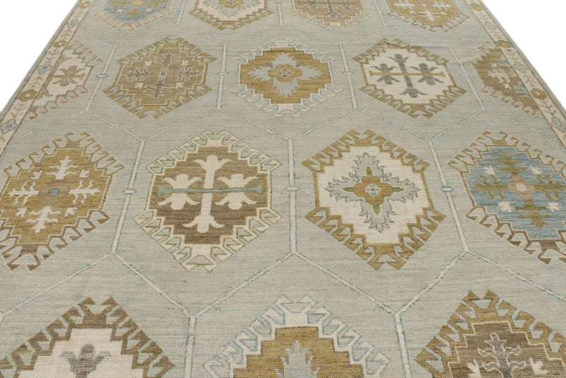 9x12 Gray and Multicolor Turkish Oushak Rug