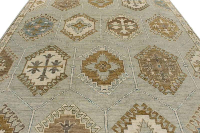 9x12 Gray and Multicolor Turkish Oushak Rug