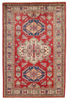 3x5 Red and Ivory Kazak Tribal Rug