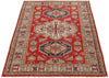 3x5 Red and Ivory Kazak Tribal Rug