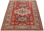 3x5 Red and Ivory Kazak Tribal Rug