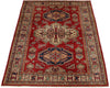 3x5 Red and Ivory Kazak Tribal Rug