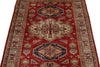 3x5 Red and Ivory Kazak Tribal Rug