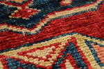 3x5 Red and Ivory Kazak Tribal Rug