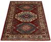 3x5 Red and Ivory Kazak Tribal Rug