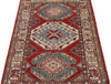 3x5 Red and Ivory Kazak Tribal Rug
