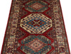 3x5 Red and Ivory Kazak Tribal Rug