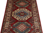 3x5 Red and Ivory Kazak Tribal Rug