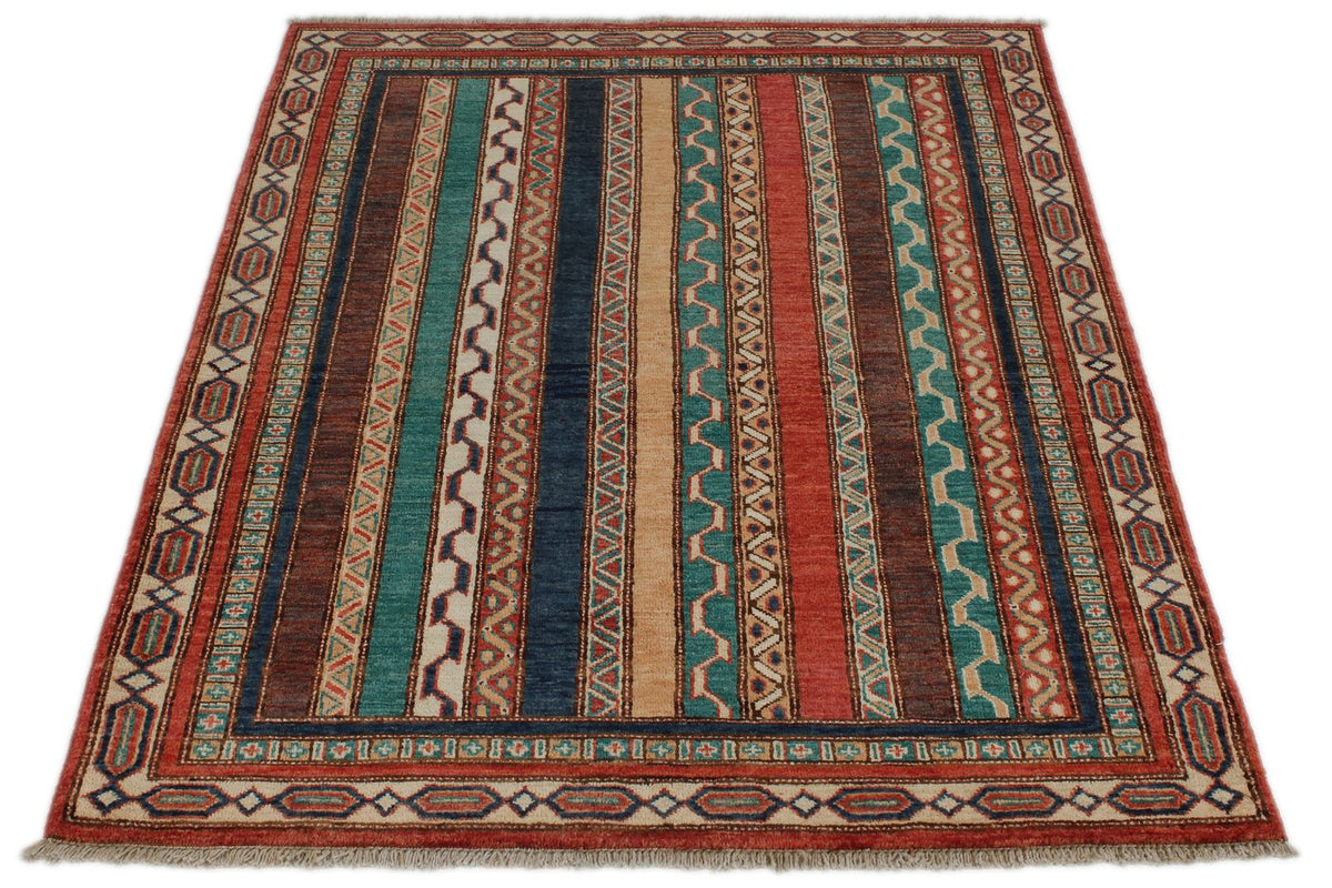 3x5 Multicolor and Multicolor Turkish Tribal Rug
