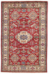 3x5 Red and Ivory Kazak Tribal Rug