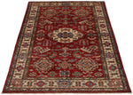 3x5 Red and Ivory Kazak Tribal Rug
