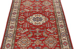 3x5 Red and Ivory Kazak Tribal Rug