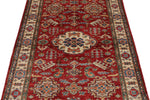 3x5 Red and Ivory Kazak Tribal Rug