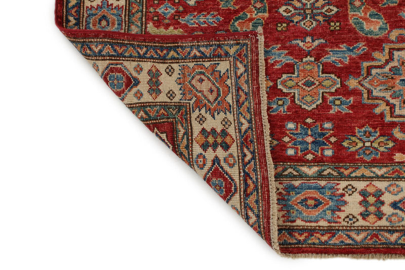 3x5 Red and Ivory Kazak Tribal Rug