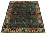 3x5 Green and Ivory Anatolian Traditional Rug