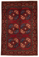 3x5 Burgundy and Multicolor Turkish Tribal Rug