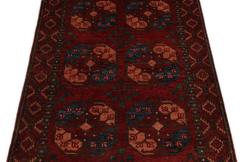 3x5 Burgundy and Multicolor Turkish Tribal Rug