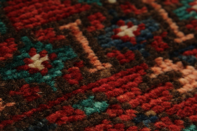 3x5 Burgundy and Multicolor Turkish Tribal Rug