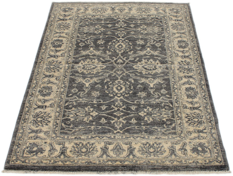 3x5 Gray and Ivory Turkish Oushak Rug