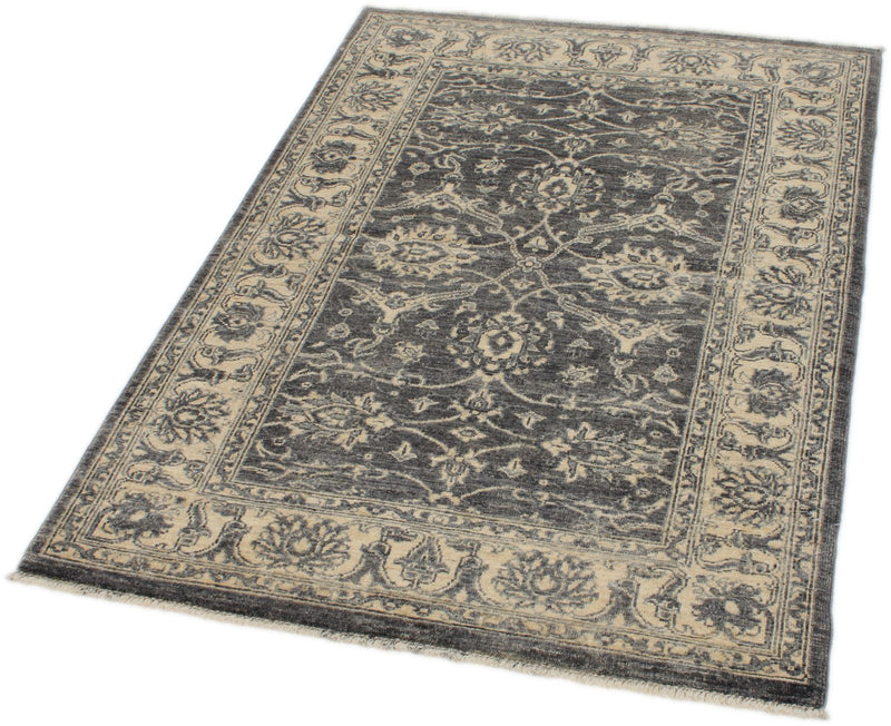 3x5 Gray and Ivory Turkish Oushak Rug