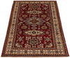 3x5 Burgundy and Ivory Kazak Tribal Rug