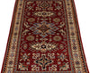 3x5 Burgundy and Ivory Kazak Tribal Rug