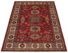 3x5 Red and Ivory Kazak Tribal Rug