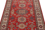 3x5 Red and Ivory Kazak Tribal Rug
