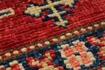 3x5 Red and Ivory Kazak Tribal Rug