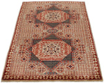 3x5 Ivory and Burgundy Turkish Tribal Rug