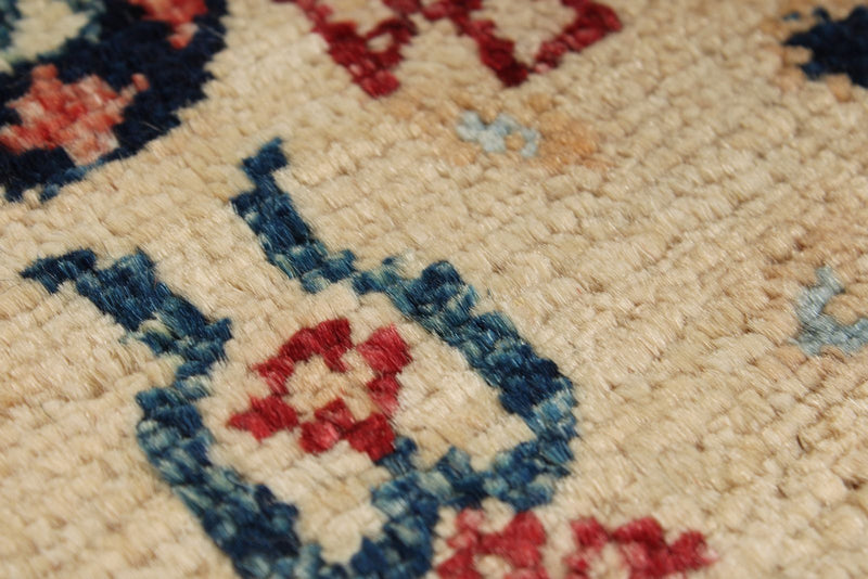 3x5 Ivory and Multicolor Turkish Tribal Rug
