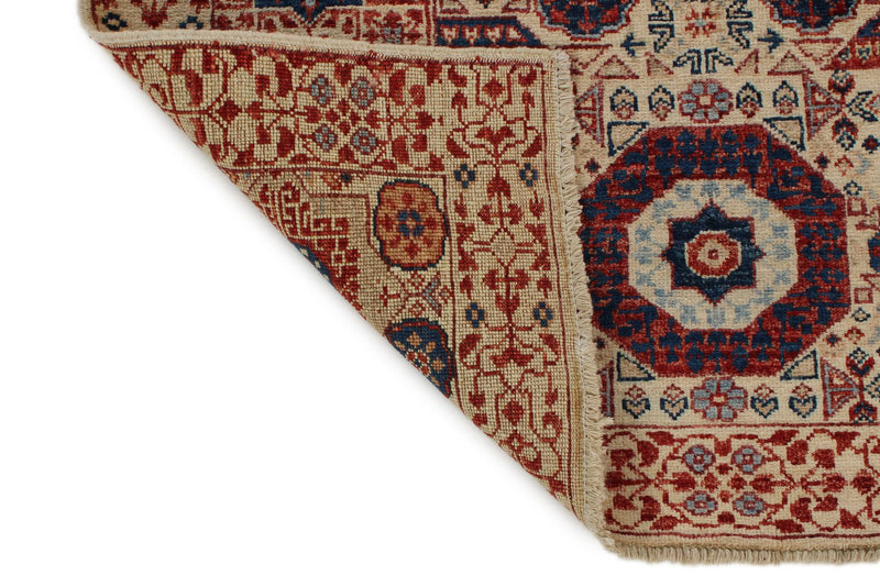 3x5 Ivory and Multicolor Turkish Tribal Rug