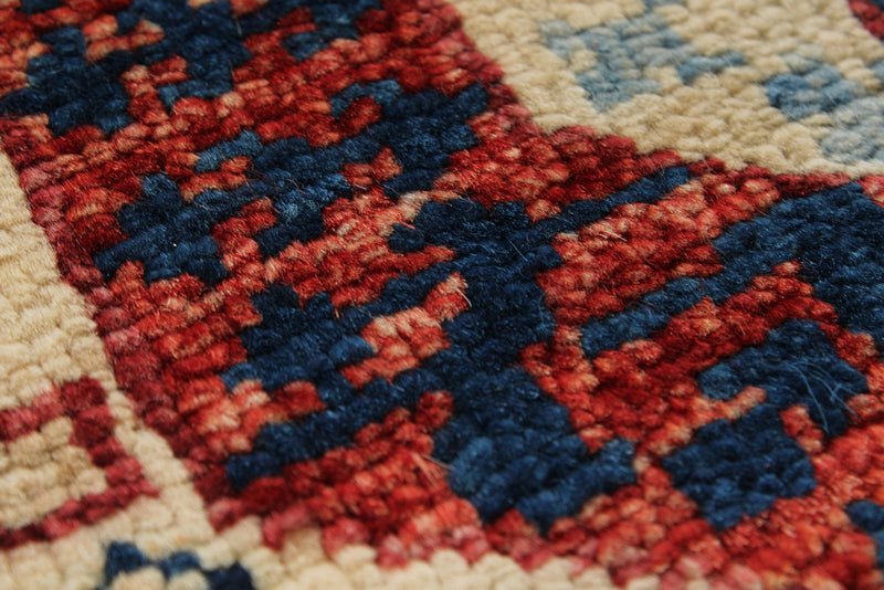 3x5 Ivory and Multicolor Turkish Tribal Rug