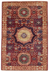 3x5 Burgundy and Ivory Turkish Tribal Rug