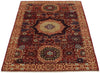 3x5 Burgundy and Ivory Turkish Tribal Rug