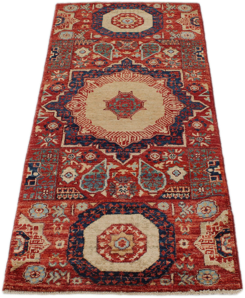 2x5 Red and Multicolor Turkish Tribal Runner