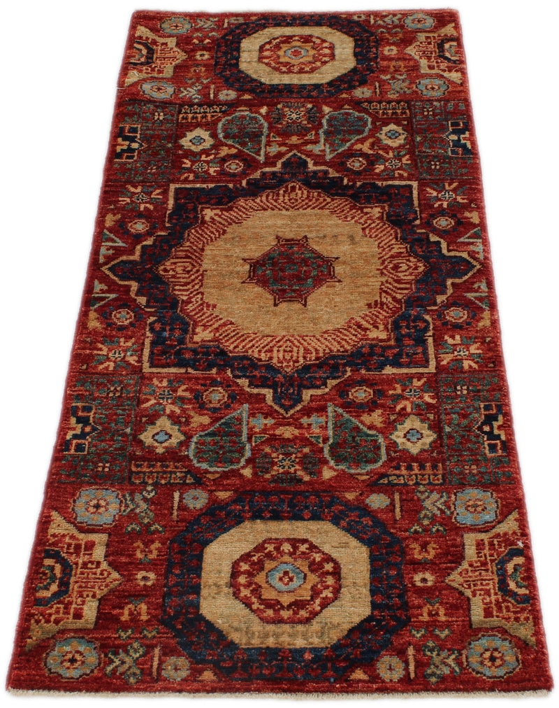 2x5 Red and Multicolor Turkish Tribal Runner