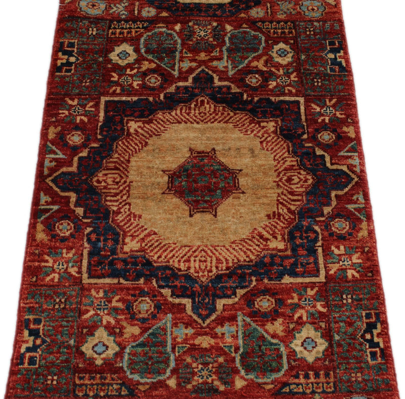 2x5 Red and Multicolor Turkish Tribal Runner