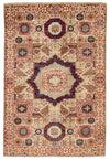 3x5 Ivory and Multicolor Turkish Tribal Rug